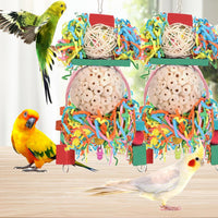 HKM-449747 Colorful Natural Straw Ball Bird Toy for Parrots and Birds - Durable Wooden Cage Accessory