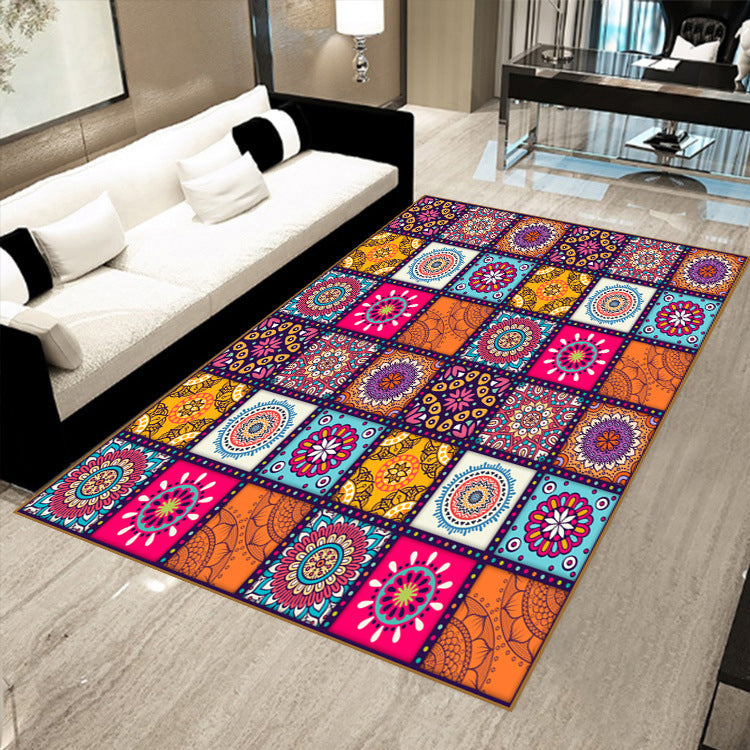 HKM-449811 Retro Nordic Ethnic Mosaic Geometric Carpet - Super Soft Crystal Velvet, Multiple Sizes Available