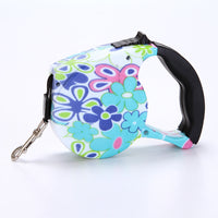 HKM-4499773 Automatic Multicolor Dog Traction Rope - 5m Adjustable Flat Belt with Cute Designs
