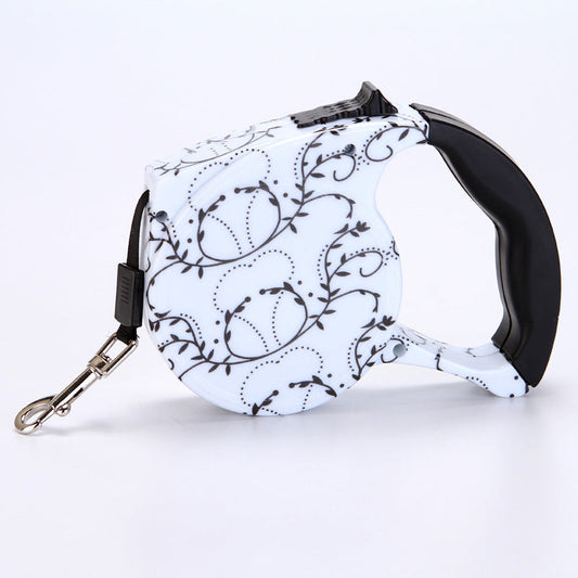 HKM-4499773 Automatic Multicolor Dog Traction Rope - 5m Adjustable Flat Belt with Cute Designs