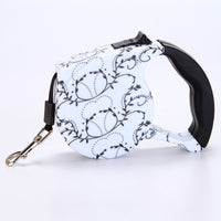 HKM-4499773 Automatic Multicolor Dog Traction Rope - 5m Adjustable Flat Belt with Cute Designs