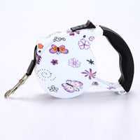 HKM-4499773 Automatic Multicolor Dog Traction Rope - 5m Adjustable Flat Belt with Cute Designs