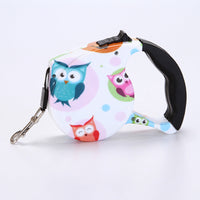 HKM-4499773 Automatic Multicolor Dog Traction Rope - 5m Adjustable Flat Belt with Cute Designs