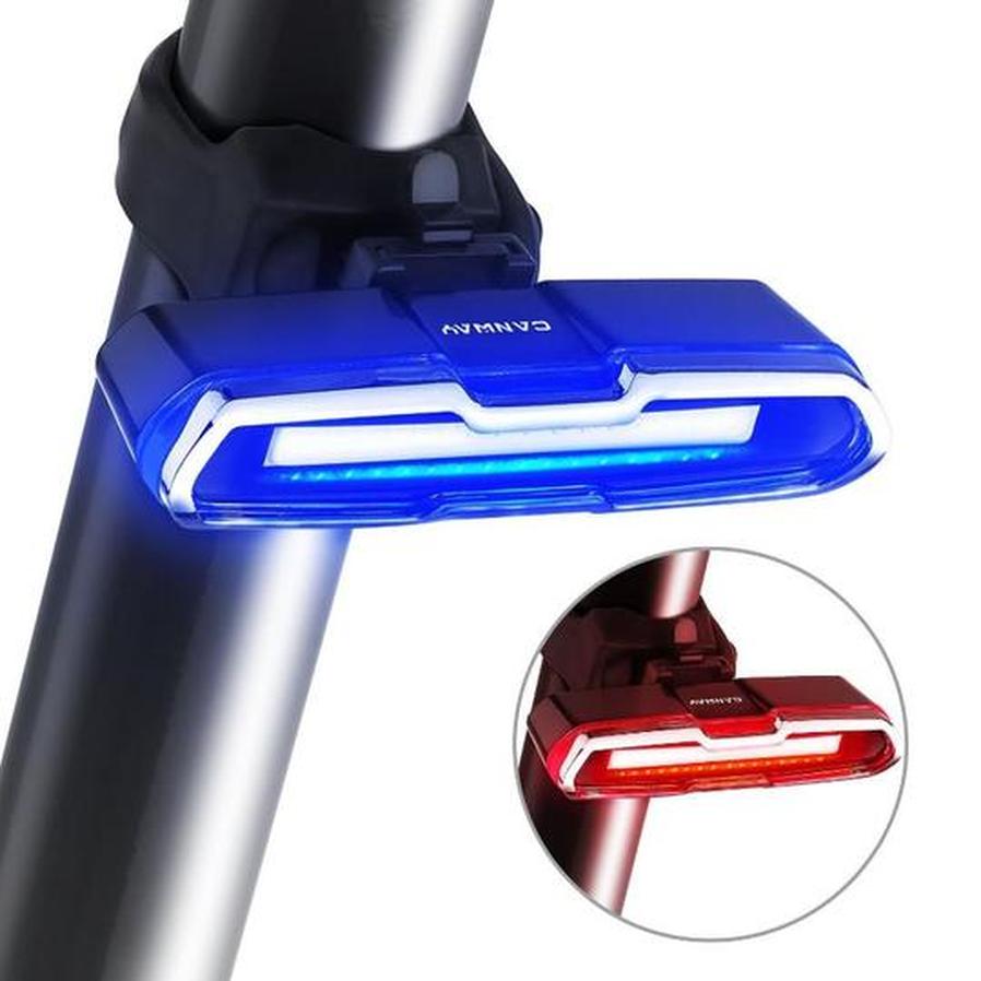 HKM-450003 USB Rechargeable Red and Blue Mountain Bike Taillights for Enhanced Visibility