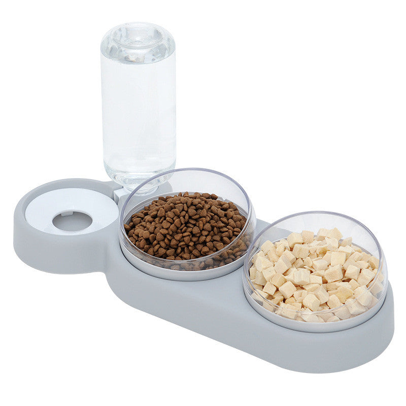 HKM-4500157 Automatic Pet Feeder with Water Fountain for Cats and Dogs - Double Food and Water Bowl with Raised Stand