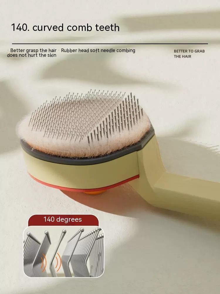 HKM-4501565 Cat Grooming Bristle Comb with Steel Needle Pairs ¨C 19*8*5cm, Plastic and Metal Construction