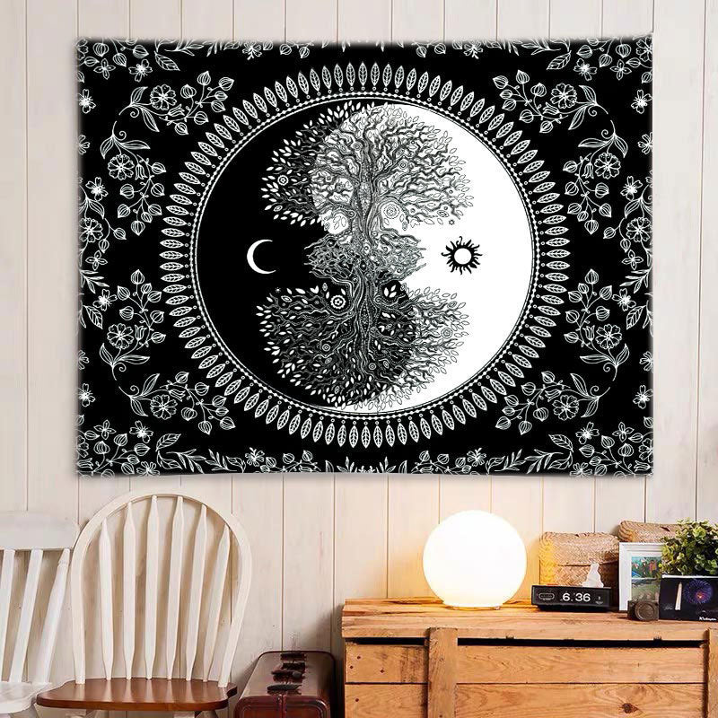 HKM-450195 Custom Retro Map Tapestry - Digital Print Fabric Wall Hanging for Bedroom or Living Room, Various Sizes Available