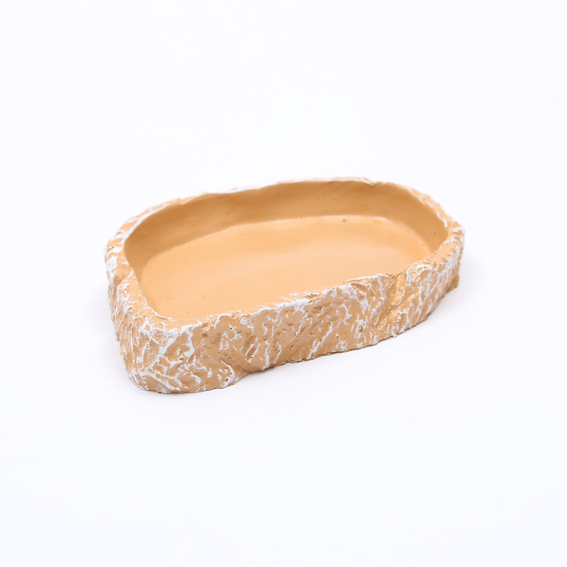 HKM-450323 Reptile Food Basin - High-Grade Resin Water Tray for Tortoises, Lizards, and Frogs, 12x7.5x2cm