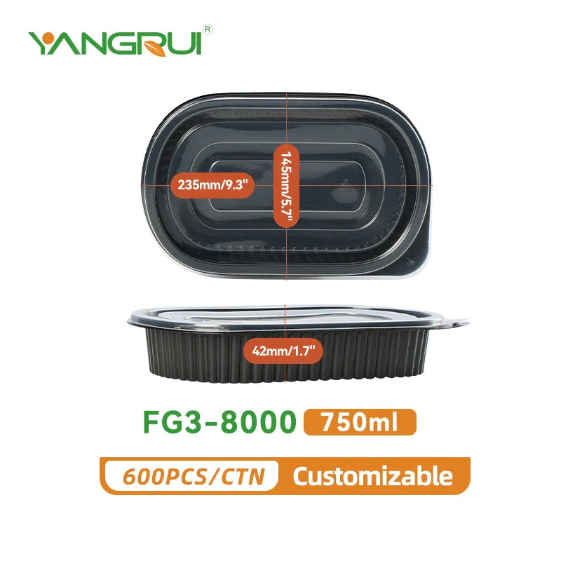 HKM-450387 Microwavable Clear Plastic Food Containers with Lids - Recycled Small Takeout Boxes