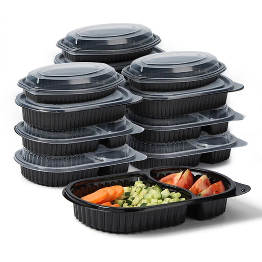 HKM-450387 Microwavable Clear Plastic Food Containers with Lids - Recycled Small Takeout Boxes