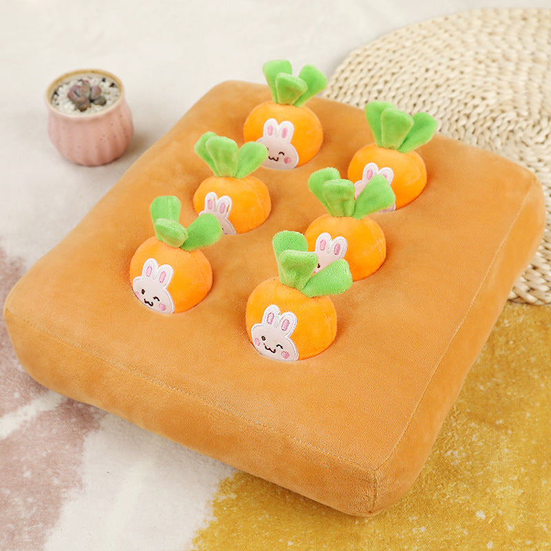 HKM-4505405 Chick Gopher Hide and Seek Plush Toy with Carrots and Radishes