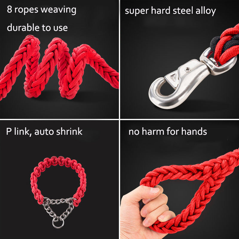 HKM-4505533 Heavy-Duty Nylon Braided Dog Collar and Leash Set for Small, Medium, and Large Dogs