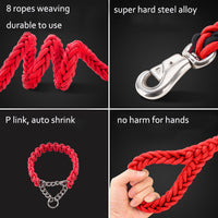 HKM-4505533 Heavy-Duty Nylon Braided Dog Collar and Leash Set for Small, Medium, and Large Dogs