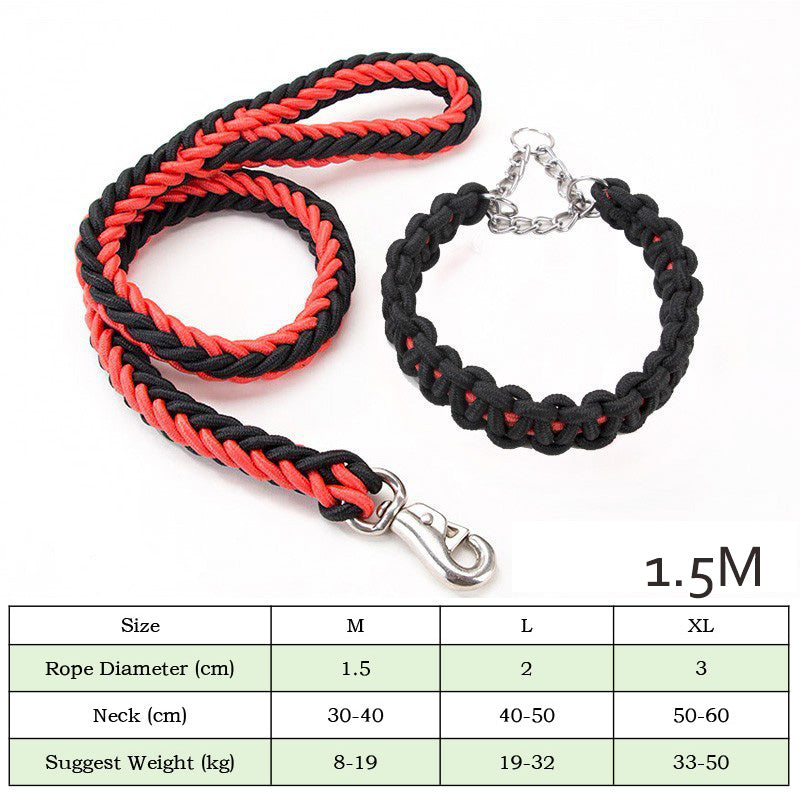 HKM-4505533 Heavy-Duty Nylon Braided Dog Collar and Leash Set for Small, Medium, and Large Dogs