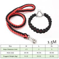 HKM-4505533 Heavy-Duty Nylon Braided Dog Collar and Leash Set for Small, Medium, and Large Dogs