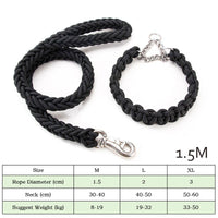 HKM-4505533 Heavy-Duty Nylon Braided Dog Collar and Leash Set for Small, Medium, and Large Dogs