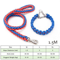 HKM-4505533 Heavy-Duty Nylon Braided Dog Collar and Leash Set for Small, Medium, and Large Dogs