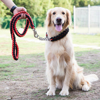 HKM-4505533 Heavy-Duty Nylon Braided Dog Collar and Leash Set for Small, Medium, and Large Dogs