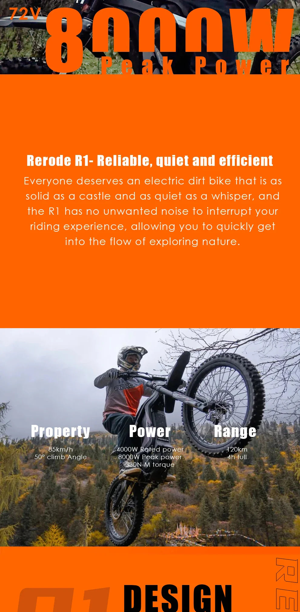 HKM-450579 72V 8000W Mid-Drive Electric Dirt Bike with 35AH Battery, Full Suspension, and Hydraulic Brakes - Off-Road Motorcycle