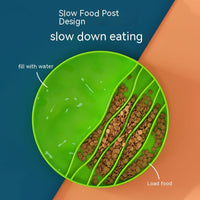 HKM-4505917 Non-Slip Silicone Lick Plate for Cats and Dogs, Dark Blue and Fruit Green, 19cm Diameter