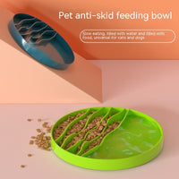 HKM-4505917 Non-Slip Silicone Lick Plate for Cats and Dogs, Dark Blue and Fruit Green, 19cm Diameter