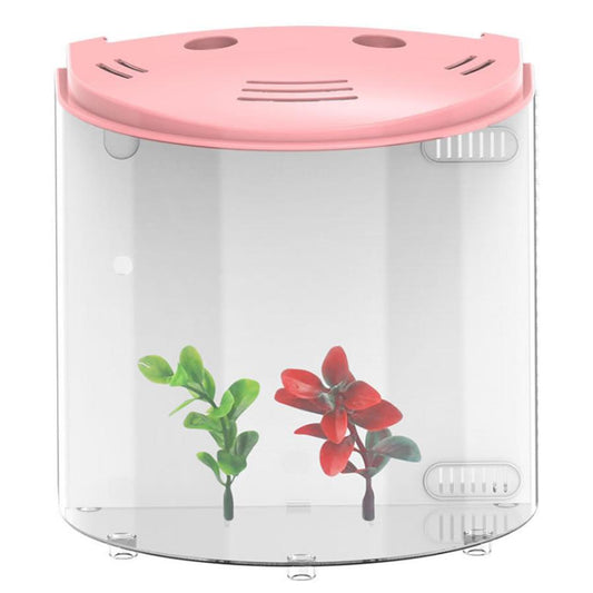 HKM-450643 Ecological Acrylic Fish Tank with LED Light, 5L Capacity, USB-Powered Water Pump