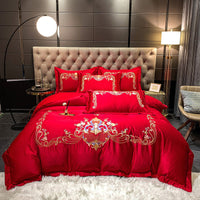 HKM-450643 Four-Piece Long-Staple Cotton Bedding Set with Geometric Pattern