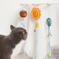 HKM-4506557 Cosmic Themed Telescopic Cat Stick Toy with Catnip and Felt Elements
