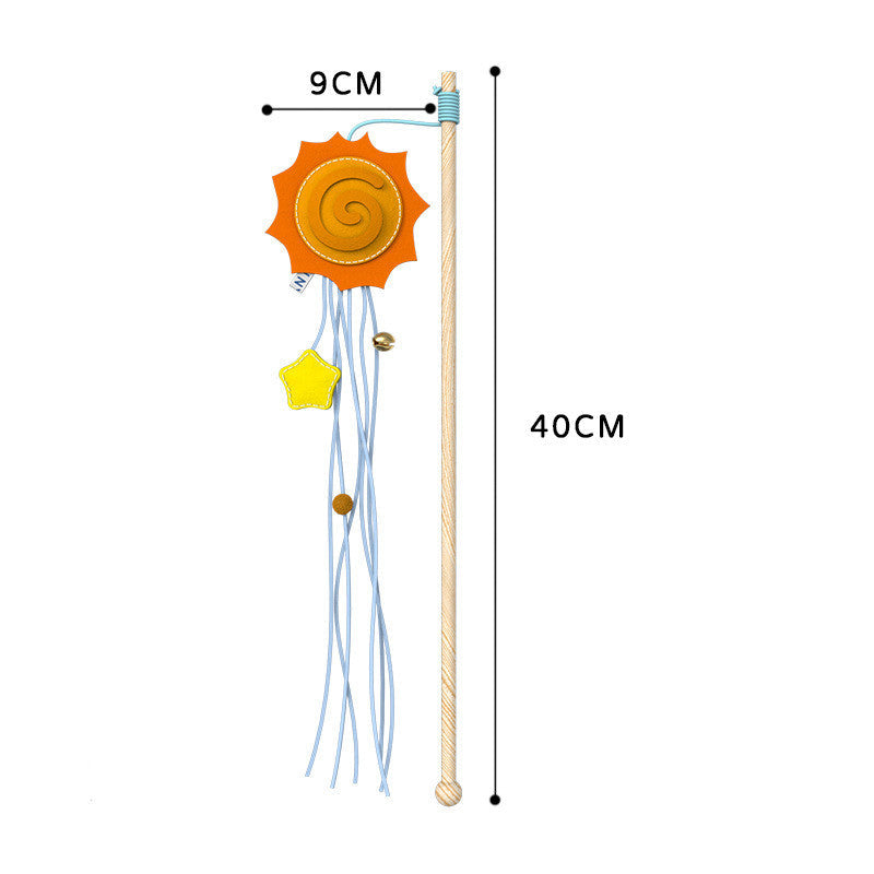 HKM-4506557 Cosmic Themed Telescopic Cat Stick Toy with Catnip and Felt Elements