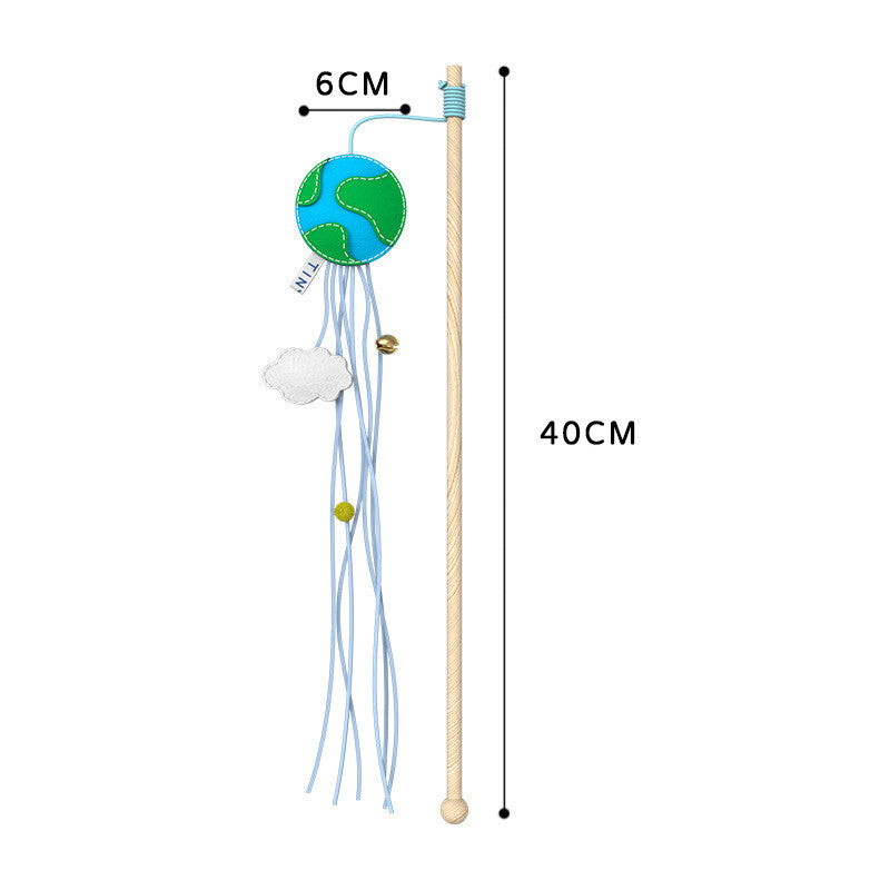 HKM-4506557 Cosmic Themed Telescopic Cat Stick Toy with Catnip and Felt Elements