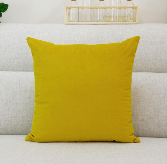 HKM-450707 Solid Color Velvet Pillowcase - Modern Cotton and Linen, 45x45 cm, Yellow