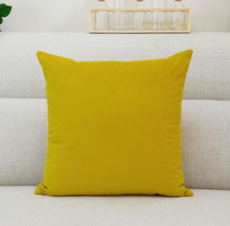 HKM-450707 Solid Color Velvet Pillowcase - Modern Cotton and Linen, 45x45 cm, Yellow