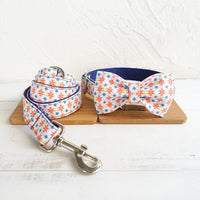 HKM-4507709 Stylish Dog Bow Collar with Leash, Polyester Material, Multiple Sizes Available