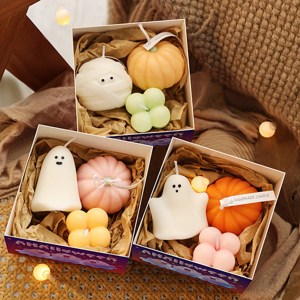 HKM-450771 Halloween Ghost Aromatherapy Candle Gift Set - Pumpkin Design Collection