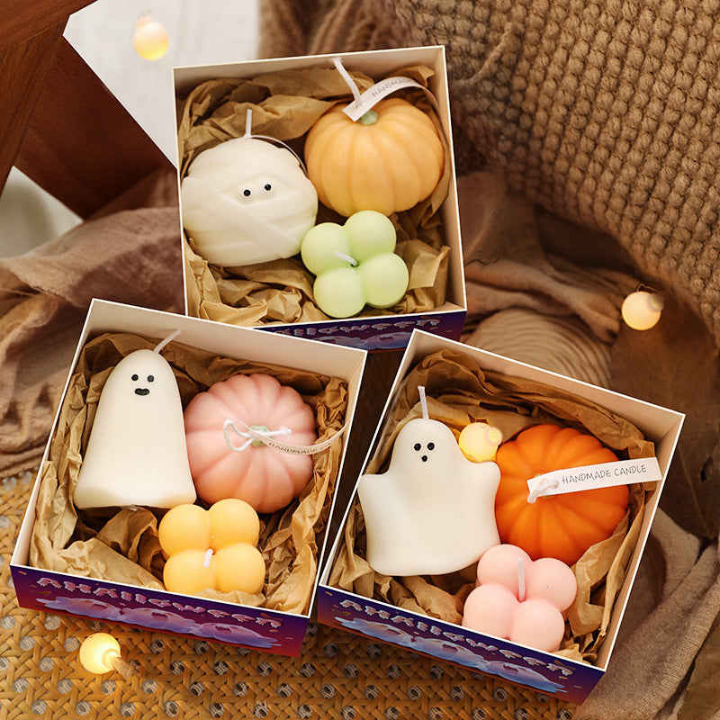 HKM-450771 Halloween Ghost Aromatherapy Candle Gift Set - Pumpkin Design Collection