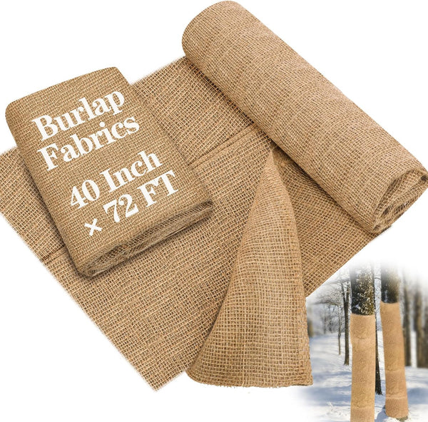 HKM-450835 Natural Jute Burlap Roll 40 x 72 Inches for Garden Tree Wrap and Plant Protection