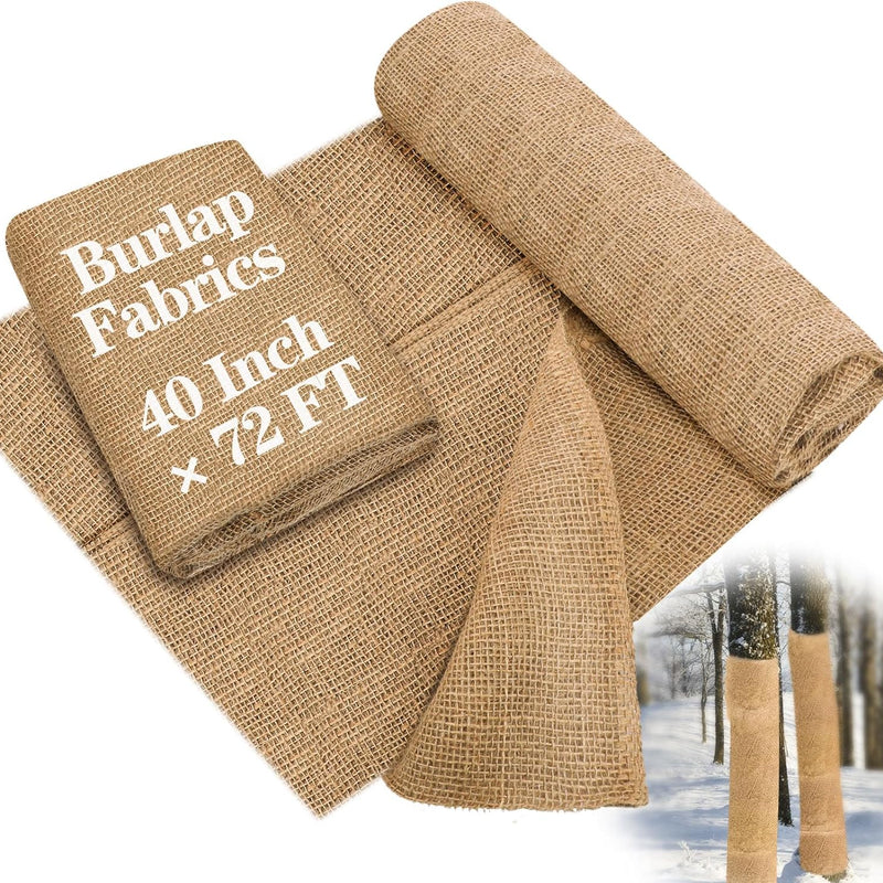 HKM-450835 Natural Jute Burlap Roll 40 x 72 Inches for Garden Tree Wrap and Plant Protection