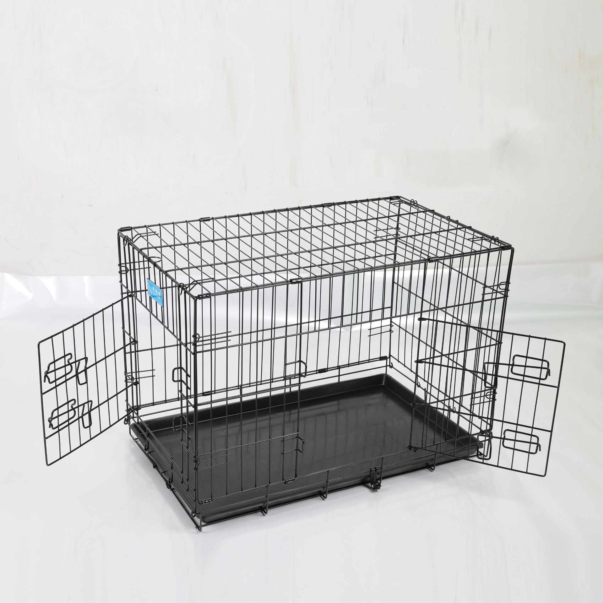 HKM-4509373 Folding Wire Cage for Large Pets - High Gloss Black, 18 Inches (49*28*34cm)