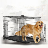 HKM-4509373 Folding Wire Cage for Large Pets - High Gloss Black, 18 Inches (49*28*34cm)