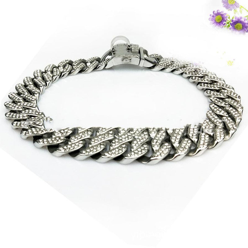 HKM-451027 Diamond Dog Chain Necklace ¨C Stylish and Reflective Accessory for Your Pet (Multiple Sizes Available)