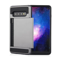 HKM-451027 Dual Layer Shockproof Phone Case with Card Slots for Samsung Galaxy S10, S9, Note 10, and Others