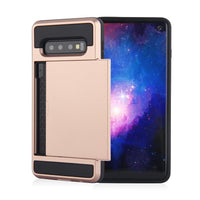 HKM-451027 Dual Layer Shockproof Phone Case with Card Slots for Samsung Galaxy S10, S9, Note 10, and Others