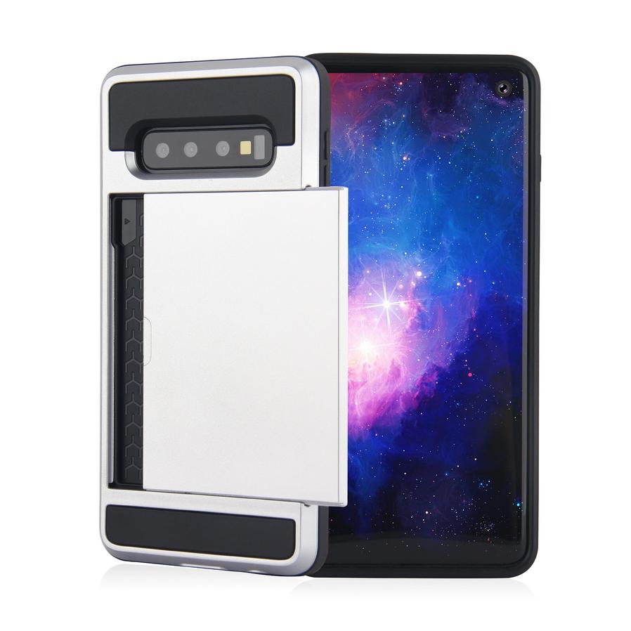 HKM-451027 Dual Layer Shockproof Phone Case with Card Slots for Samsung Galaxy S10, S9, Note 10, and Others