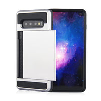HKM-451027 Dual Layer Shockproof Phone Case with Card Slots for Samsung Galaxy S10, S9, Note 10, and Others