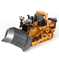 HKM-451091 Remote Control Alloy Engineering Bulldozer Toy with Light and Sound - 2.4G Wireless Excavator Vehicle