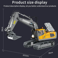 HKM-451091 Remote Control Alloy Engineering Bulldozer Toy with Light and Sound - 2.4G Wireless Excavator Vehicle