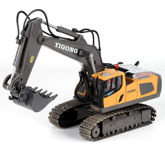 HKM-451091 Remote Control Alloy Engineering Bulldozer Toy with Light and Sound - 2.4G Wireless Excavator Vehicle