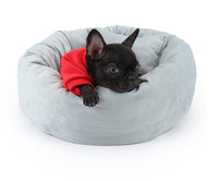 HKM-4511549 Cozy Round Pet Nest Bed with Super Soft Flannel and Rabbit Fleece for Cats and Dogs