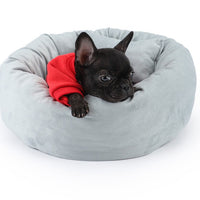 HKM-4511549 Cozy Round Pet Nest Bed with Super Soft Flannel and Rabbit Fleece for Cats and Dogs