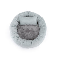 HKM-4511549 Cozy Round Pet Nest Bed with Super Soft Flannel and Rabbit Fleece for Cats and Dogs